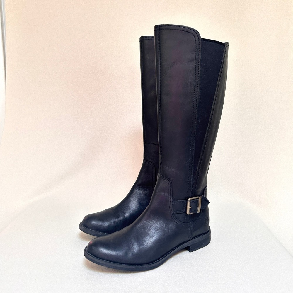 Timberland 8525B Women's 8.5 Black Leather Tall Riding Boots Knee High